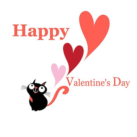 simsearch:400-07933418,k - Greeting vector greeting card with a cat in love over a white background Photographie de stock - Aubaine LD & Abonnement, Code: 400-09097895