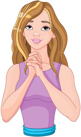 simsearch:877-08127926,k - Illustration of cute girl praying Photographie de stock - Aubaine LD & Abonnement, Code: 400-09097985
