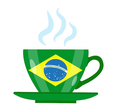 simsearch:400-05371796,k - Brazilian coffee icon flat style. Green cup with the flag of Brazil. Isolated on white background. Vector illustration Stock Photo - Budget Royalty-Free & Subscription, Code: 400-09098009
