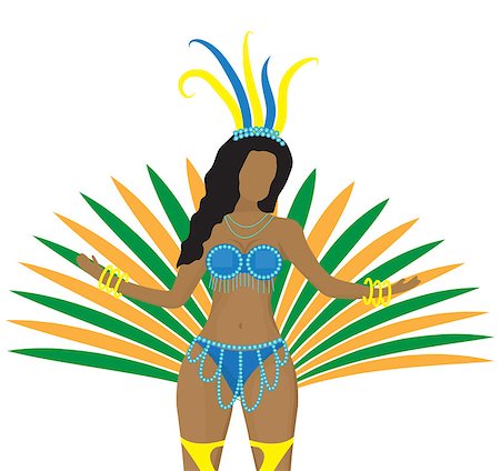 rio de janeiro entertainment pictures - Girls in carnival costumes. Brazilian samba dancers. Rio de Janeiro women dancing. Isolated on white background. Vector illustration Stock Photo - Budget Royalty-Free & Subscription, Code: 400-09098016