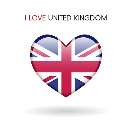simsearch:400-06326700,k - Love United Kingdom symbol. Flag Heart Glossy icon vector illustration isolated on gray background eps10 Stock Photo - Budget Royalty-Free & Subscription, Code: 400-09098084
