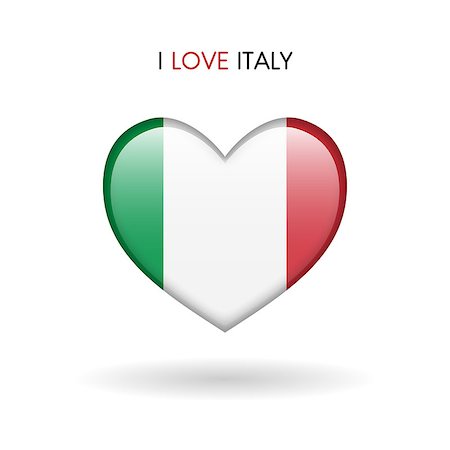 Love Italy symbol. Flag Heart Glossy icon on a white background isolated vector illustration eps10 Fotografie stock - Microstock e Abbonamento, Codice: 400-09098086