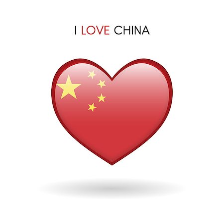 Love China symbol. Flag Heart Glossy icon on a white background isolated vector illustration eps10 Fotografie stock - Microstock e Abbonamento, Codice: 400-09098087