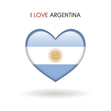 Love Argentina symbol. Flag Heart Glossy icon vector illustration isolated on gray background eps10 Fotografie stock - Microstock e Abbonamento, Codice: 400-09098090