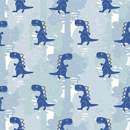 Dino blue color boy seamless vector pattern camo. Kids animal apparel and wallpaper print. Stock Photo - Budget Royalty-Free & Subscription, Code: 400-09098201