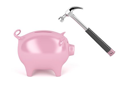 Piggy bank against hammer, 3D illustration Photographie de stock - Aubaine LD & Abonnement, Code: 400-09098252