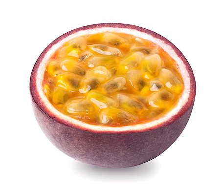 passiflora - Isolated passion fruit - a half of passionfruit maracuya isolated on white background. Clipping path included. Photographie de stock - Aubaine LD & Abonnement, Code: 400-09098281
