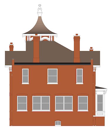 simsearch:400-08506415,k - Old house in Victorian style. Illustration on white background. Species from different sides Foto de stock - Super Valor sin royalties y Suscripción, Código: 400-09098327