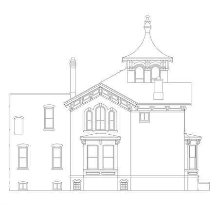 simsearch:400-06424091,k - Old house in Victorian style. Illustration on white background. Species from different sides Stock Photo - Budget Royalty-Free & Subscription, Code: 400-09098334