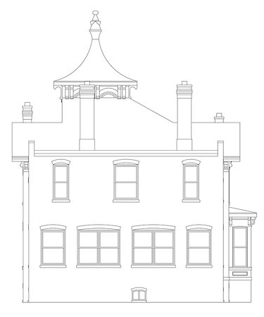 simsearch:400-06424091,k - Old house in Victorian style. Illustration on white background. Species from different sides Stock Photo - Budget Royalty-Free & Subscription, Code: 400-09098336