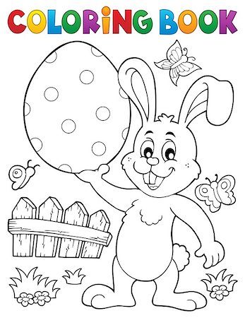 simsearch:400-04343827,k - Coloring book Easter rabbit theme 9 - eps10 vector illustration. Stock Photo - Budget Royalty-Free & Subscription, Code: 400-09098367