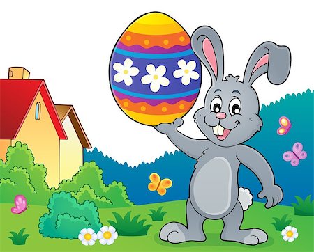 simsearch:400-09098381,k - Bunny holding big Easter egg topic 2 - eps10 vector illustration. Stock Photo - Budget Royalty-Free & Subscription, Code: 400-09098360