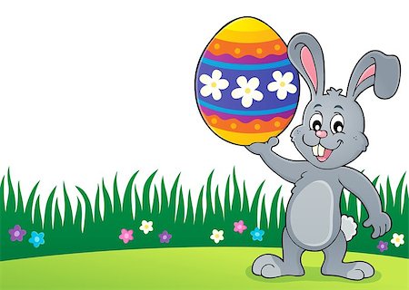 simsearch:400-09098381,k - Bunny holding big Easter egg topic 3 - eps10 vector illustration. Stock Photo - Budget Royalty-Free & Subscription, Code: 400-09098361