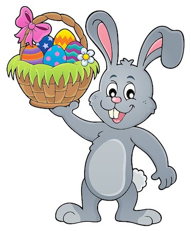 simsearch:400-09098381,k - Bunny holding Easter basket topic 1 - eps10 vector illustration. Stock Photo - Budget Royalty-Free & Subscription, Code: 400-09098363