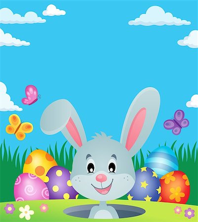 simsearch:400-09098381,k - Easter eggs and lurking bunny theme 3 - eps10 vector illustration. Stock Photo - Budget Royalty-Free & Subscription, Code: 400-09098375