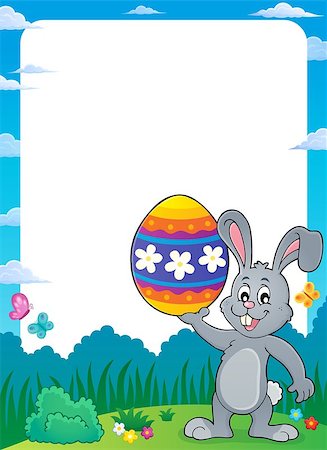 simsearch:400-09098381,k - Frame with Easter bunny topic 9 - eps10 vector illustration. Stock Photo - Budget Royalty-Free & Subscription, Code: 400-09098381