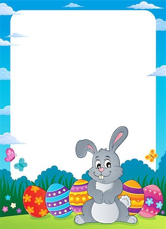 simsearch:400-09098381,k - Frame with Easter rabbit thematics 1 - eps10 vector illustration. Stock Photo - Budget Royalty-Free & Subscription, Code: 400-09098382