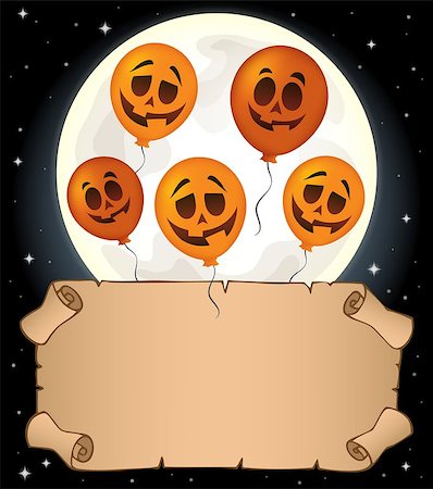 simsearch:400-09098399,k - Small parchment and Halloween balloons 1 - eps10 vector illustration. Stock Photo - Budget Royalty-Free & Subscription, Code: 400-09098400