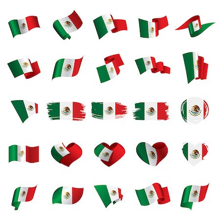 simsearch:400-08250314,k - Mexican flag, vector illustration on a white background Stock Photo - Budget Royalty-Free & Subscription, Code: 400-09098464