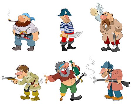 simsearch:400-08164280,k - Vector illustration of six cartoon pirates and robbers Stockbilder - Microstock & Abonnement, Bildnummer: 400-09098485