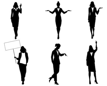 Vector illustration of six silhouettes of businesswomen in action Fotografie stock - Microstock e Abbonamento, Codice: 400-09098486