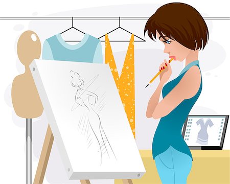 simsearch:400-04414774,k - Vector illustration of designer clothing in the workplace Foto de stock - Royalty-Free Super Valor e Assinatura, Número: 400-09098480