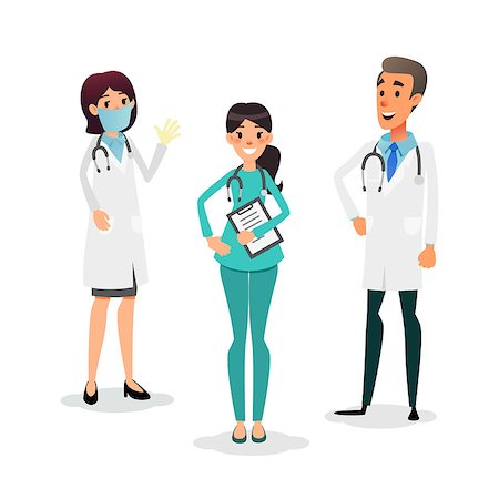 Doctors and nurses team. Cartoon medical staff. Medical team concept. Surgeon, nurse and therapist on hospital. Professional health workers Stock Photo - Budget Royalty-Free & Subscription, Code: 400-09098497