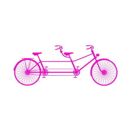 simsearch:400-07728236,k - Retro tandem bicycle in pink design on white background Stock Photo - Budget Royalty-Free & Subscription, Code: 400-09098599