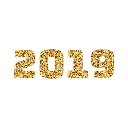 simsearch:400-08318552,k - Happy new 2019 year. Gold glitter particles. Shine gloss brilliance sparkles sign. Holidays vector design element for calendar, party invitation, card, poster, banner, web. Stock Photo - Budget Royalty-Free & Subscription, Code: 400-09098635