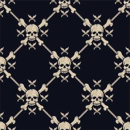 simsearch:400-06084708,k - seamless pattern pirate skulls with cross swords Stock Photo - Budget Royalty-Free & Subscription, Code: 400-09090011