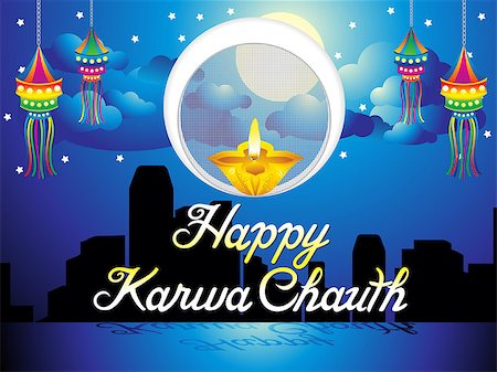 divine lamp light - abstract artistic karwa chauth background vector illustration Stock Photo - Budget Royalty-Free & Subscription, Code: 400-09090064