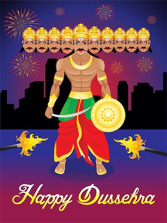 ravana - abstract artistic dussehra background vector illustration Stock Photo - Budget Royalty-Free & Subscription, Code: 400-09090061