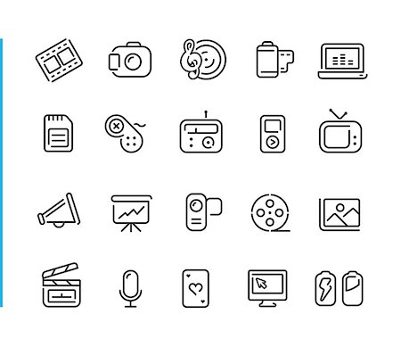 simsearch:400-04324814,k - Line multimedia icons for your digital or print projects. Stock Photo - Budget Royalty-Free & Subscription, Code: 400-09090138