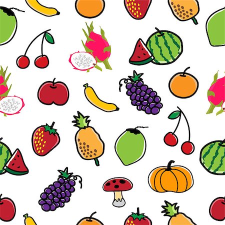 phukankosana (artist) - Fruit and Vegetable Pattern Seamless  background vector illustration. Foto de stock - Super Valor sin royalties y Suscripción, Código: 400-09090131