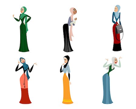 simsearch:400-08785263,k - Vector illustration of six different arab women Photographie de stock - Aubaine LD & Abonnement, Code: 400-09090148