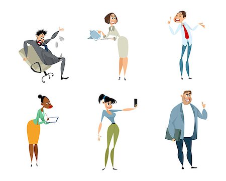 simsearch:400-07975463,k - Vector illustration of set of funny office characters Stock Photo - Budget Royalty-Free & Subscription, Code: 400-09090165