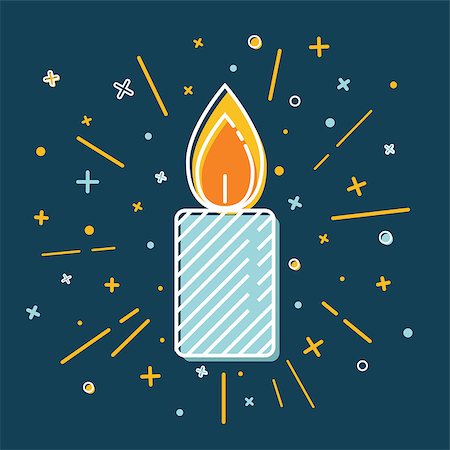Colored Christmas candle icon in thin line style. Traditional symbol isolated on blue background. Stock Photo - Budget Royalty-Free & Subscription, Code: 400-09090206