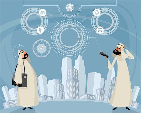 simsearch:400-07309242,k - Vector illustration of arab men and telephone technology Stock Photo - Budget Royalty-Free & Subscription, Code: 400-09090294