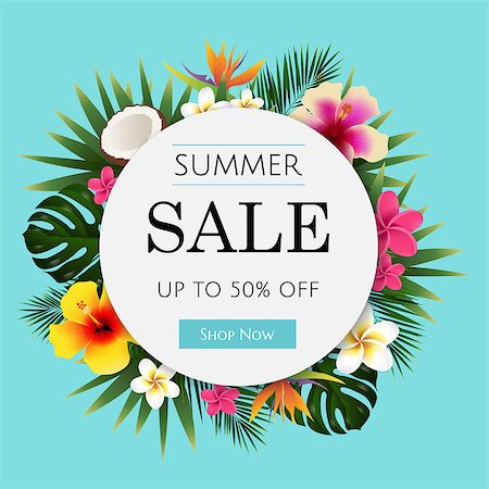 Summer Sale Tropical Banner, With Gradient Mesh, Vector Illustration Stock Photo - Budget Royalty-Free & Subscription, Code: 400-09090327