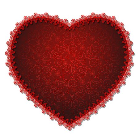 simsearch:400-05677711,k - heart with red lace and shadow on a white background Foto de stock - Royalty-Free Super Valor e Assinatura, Número: 400-09090387