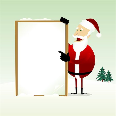simsearch:400-07332398,k - Illustration of a happy Santa Claus Holding A Blank Sign Photographie de stock - Aubaine LD & Abonnement, Code: 400-09090434