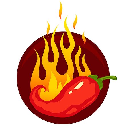 Vector illustration of a hot jalapeno or chili peppers in fire. Stock Photo - Budget Royalty-Free & Subscription, Code: 400-09090463