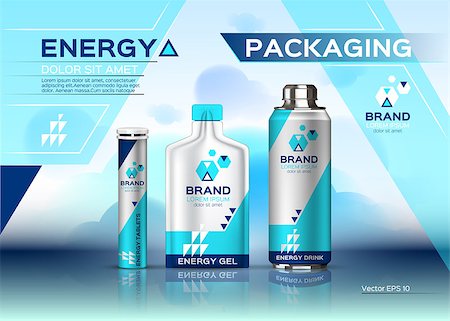 soda - Energy realistic set mock up. Energy Drink, gel and pills product packaging. Vector 3d label design Stockbilder - Microstock & Abonnement, Bildnummer: 400-09090509