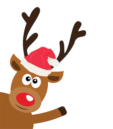 vector illustration of a funny reindeer in Santa hat waiving Photographie de stock - Aubaine LD & Abonnement, Code: 400-09090518