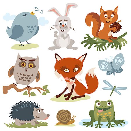 simsearch:400-07302853,k - Cute set of happy vector forest animals vector illustration Foto de stock - Royalty-Free Super Valor e Assinatura, Número: 400-09090528