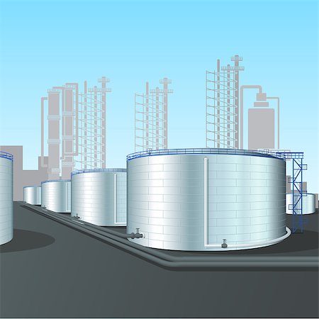 simsearch:400-07779600,k - refinery tank farm with pipelines, installations and shadows Photographie de stock - Aubaine LD & Abonnement, Code: 400-09090608