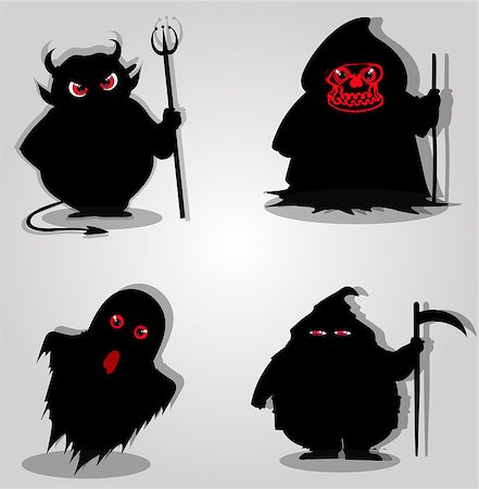 devils of deaths reapers - Set of halloween characters. Vector illustration, icons, clip art. Stock Photo - Budget Royalty-Free & Subscription, Code: 400-09090601