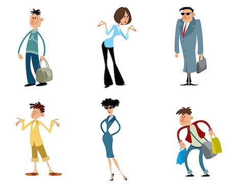 funny retro groups - Vector illustration of set of six fashionable characters Stock Photo - Budget Royalty-Free & Subscription, Code: 400-09090690