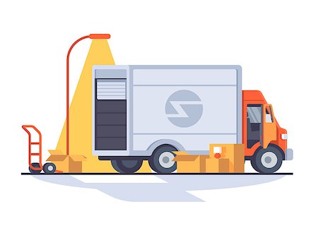 simsearch:400-08968192,k - Fast express delivery. Van for transporting cargo. Vector flat illustration Foto de stock - Super Valor sin royalties y Suscripción, Código: 400-09090850