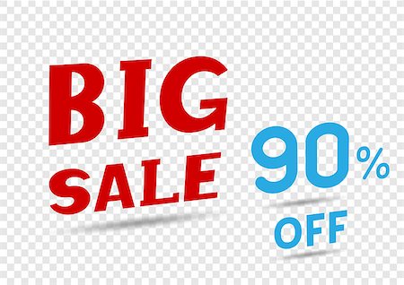 Red and blue big sale message sticker. Business communication dialog or quote template sign. Promotion ninety percent off on transparent background Stock Photo - Budget Royalty-Free & Subscription, Code: 400-09090867